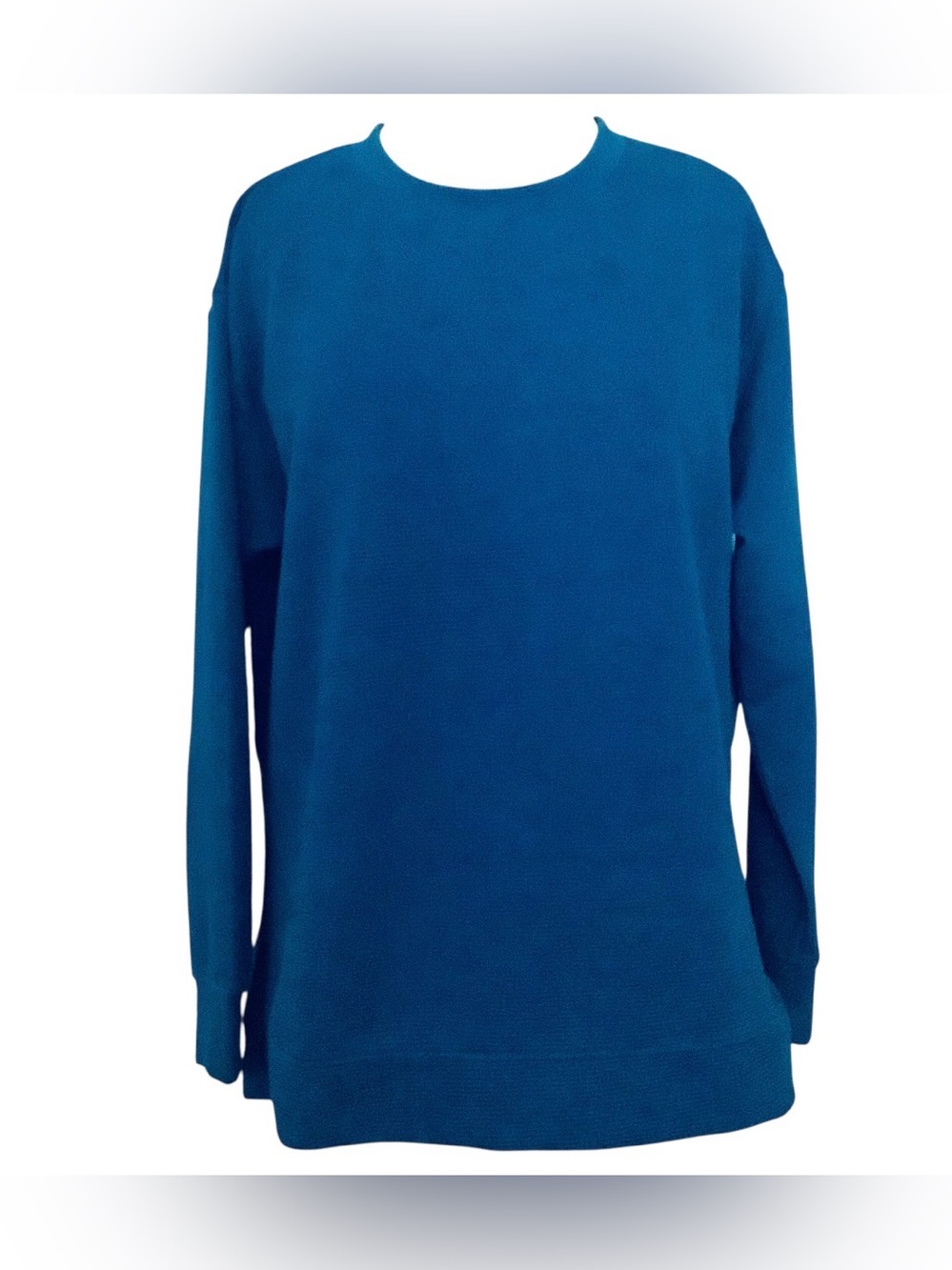 Danskin Blue Crewneck Ribbed Top - Solid Teal-Blue